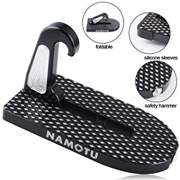Namotu Car Doorstep, Vehicle Rooftop Step Hooked on U Shaped Slam Latch with Safety Hammer, Easy Access to Car Rooftop for Car Jeep SUV