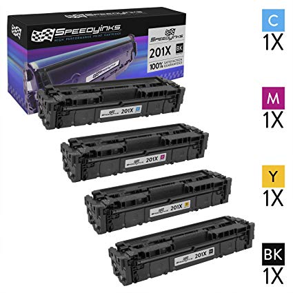 Speedy Inks - Compatible Toner Cartridge Replacements for HP 201X High Yield (Black, Cyan, Magenta, Yellow, 4-Pack)