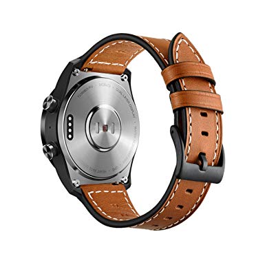 Aimtel Compatible Ticwatch Pro Band,22mm Genuine Leather Replacement Band Ticwatch Pro/Samsung Gear S3 Frontier / S3 Classic/Galaxy Watch 46mm (Brown)