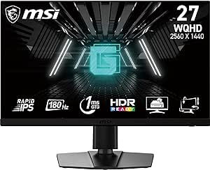 MSI G272QPF E2 Écran PC Gaming 27" WQHD - Dalle Rapid IPS, 2560x1440, 180Hz / 1ms, 125% sRGB, Adaptive-Sync - DisplayPort 1.2a, HDMI 2.0b CEC