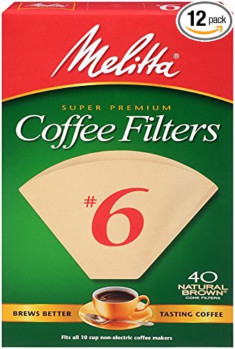 Melitta Cone Coffee Filters, Natural Brown, No. 6, 40-Count Filters (Pack of 12)