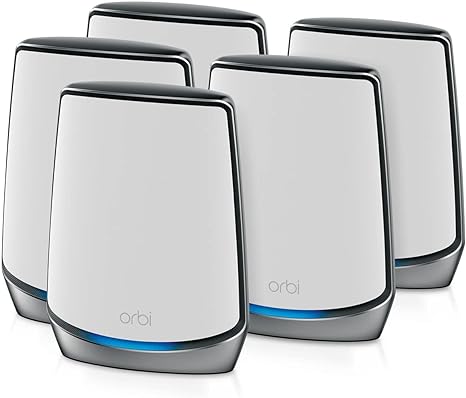 NETGEAR Orbi WiFi 6 Mesh System (RBK855) – Wifi 6 Router with 4 Satellite Extenders, Whole Home Triband Coverage up to 6,000 sq ft and 100  Devices, 11 AX Mesh AX6000 WiFi (Up to 6Gbps)