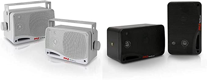 Outdoor Waterproof Wireless Bluetooth Speaker - 3.5 Inch Pair 3-Way Active Passive Weatherproof Wall (White) & Outdoor Waterproof Wireless Bluetooth Speaker - 3.5 Inch Pair (Black)