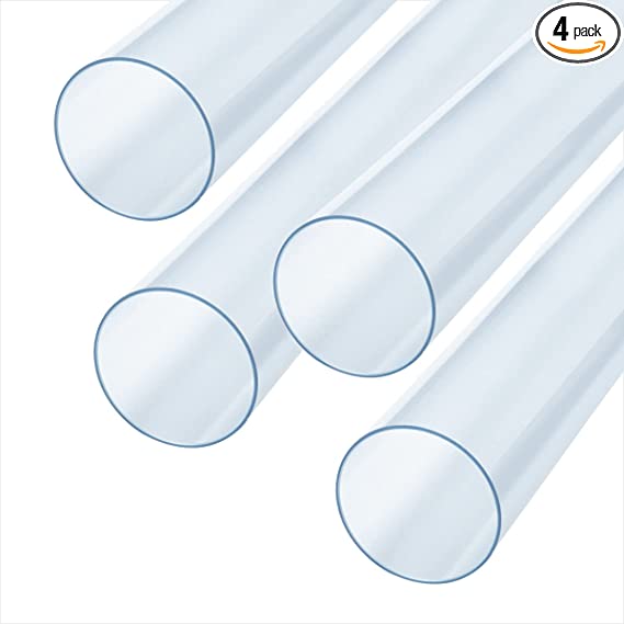 POWERTEC 70176-P4 Clear Pipe, 2-1/2-Inch x 36-Inch Long, Rigid Plastic Tubing, 4 PK