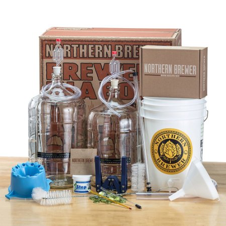 Deluxe Home Brewing Equipment Starter Kit - Glass Carboys - with Chinook IPA Beer Recipe Kit