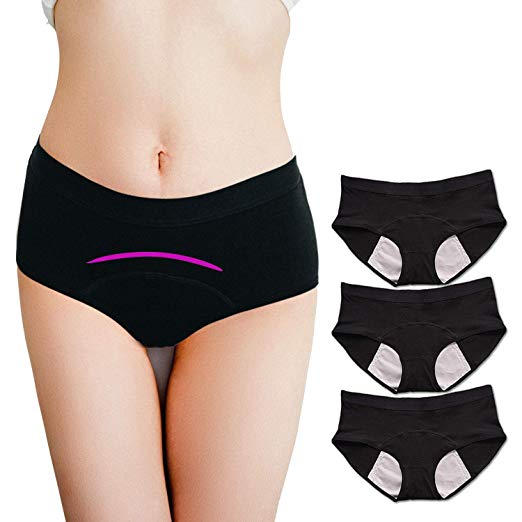 Women/Teens Period Panties Cotton Menstrual Underwear Leak Proof Briefs for Heavy Flow Incontinence