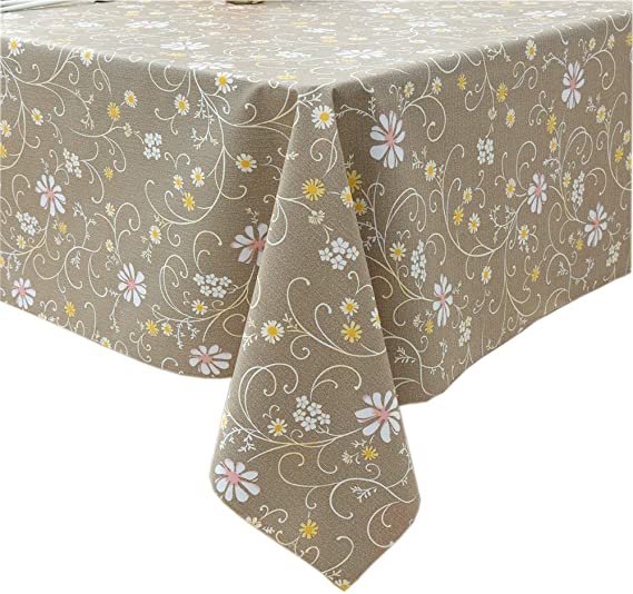 Waterproof Vinyl Tablecloth,Heavy Duty,Oilproof, Wipeable,Stain-Resistant,Table Cover Rectangle or Square Elegant Plastic Table Cloths (Flowers, 54X84 Inch)