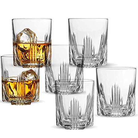 Whiskey Glass Set, Italian Crafted Whiskey Glasses 6 piece Exquisite Cocktail Glasses For Whiskey, Bourbon, Scotch, Cocktails Alcohol, Etc. | 9.5 Oz. Drinking Glasses (6 Whiskey Glasses)