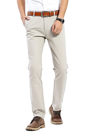 Men casual pants Slim fit Elasticity Straight No iron anti-wrinkle trousers