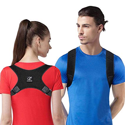AAROND Posture Corrector for Women & Men|Upper Back Brace for Shoulder and Clavicle Support|Adjustable Back Straightener to Improve Bad Posture and Neck Pain Relief (L(39"-48" Chest)