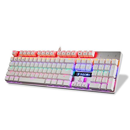 Sades K10 Wired USB 104 Keys Anti-Ghosting Gaming Keyboard (White)