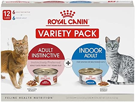 Royal Canin Adult Feline Nutrition Indoor & Instinctive Wet Food Variety Pack for Cats, 3 oz., Pack of 12