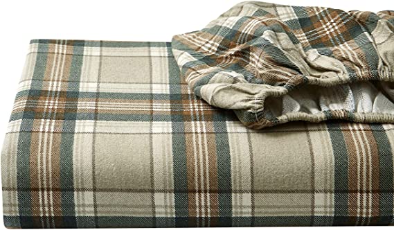 Eddie Bauer - Flannel Collection - 100% Premium Cotton Bedding Sheet Set, Pre-Shrunk & Brushed For Extra Softness, Comfort, and Cozy Feel, Full, Edgewood Plaid