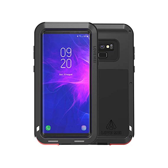 Galaxy Note 9 Case,Mangix Love Mei Bixby Button Water Resistant Shockproof Aluminum Metal Super Anti Shake Silicone Fully Body Protection for Samsung Galaxy Note 9 (Black)