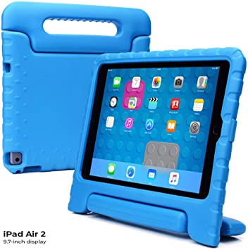 Cooper Dynamo [Rugged Kids Case] Protective Case for iPad Air 2 | Child Proof Cover with Stand, Handle, Screen Protector | Apple A1566 A1567 (Blue)