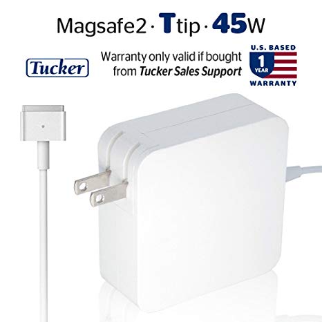 MacBook Pro Charger, 45W Power Adapter (T) Magsafe 2 Style Connector - Tucker TM - Replacement Charger for Apple Mac Book Air 11 inch / 13 inch