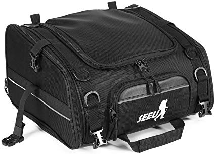 SEEU Motorcycle Tail Bag - Large Capacity Expandable Space Seat Bag Fit All
