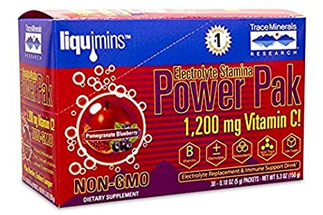Trace Minerals Electrolyte Stamina Power Pak Non-GMO, Pom-Blueberry, 30 Count