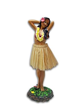 Leilani Dashboard Hula Doll Flower Placing Pose 7"