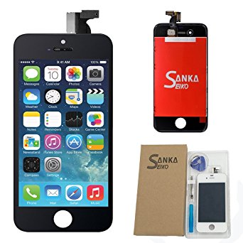 SANKA LCD Touch Screen Digitizer Frame Assembly Full Set Screen Replacement for iPhone 4S (Black)