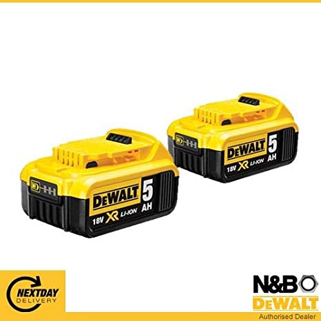 Dewalt Genuine DCB184 18V 5.0Ah XR Lithium-Ion Slide Battery Twin Pack