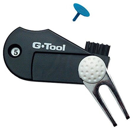 G-Tool 5-In-One Club Brush, Divot Tool, Score Counter, Ball Marker Holder, and Groove Cleaner