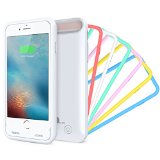 1byone iphone 6 Battery Case White Housing with Rainbow Frames 7 Colors - 3100mAh Rechargeable Protective Charging Case iphone 66s Extended Backup Battery Pack Cover Case Fits ANY Version of Apple iphone 66s Aka iphone 66s Battery Pack  iphone 66s Power Case  iphone 66s USB Juice Bank  iphone 66s Battery Charger 47 Inches 18 Month Warranty
