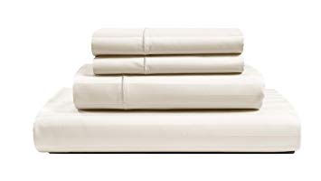 CHATEAU HOME COLLECTION Luxury 1000 Thread Count 100% Egyptian Cotton Ultra Soft Four Piece Striped Sheet Set, Queen - Ivory