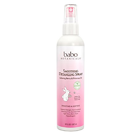 Babo Botanicals Berry Primrose Instantly Smooth Detangler, 8 Ounce - Natural Conditioner, Smoothes Tangles and Adds Shine, Sulfate Free