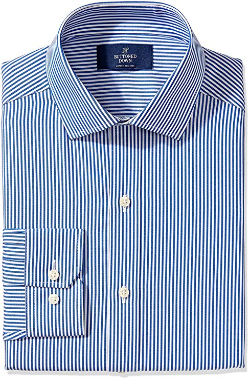 Amazon Brand - BUTTONED DOWN Men's Fitted Pattern Non-Iron Dress Shirt (3 Collars Available)