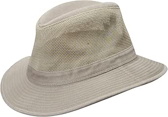 Dorfman Hat Co. Men's Garment Washed Twill Safari Hat With Mesh Sides