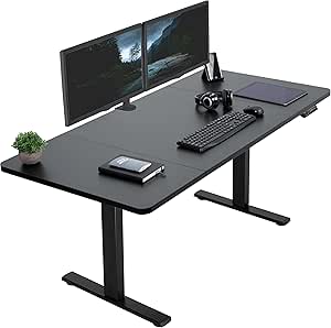 VIVO Electric Height Adjustable 60 x 30 inch Memory Stand Up Desk, Black Table Top, Black Frame, 1B Series, DESK-KIT-1B6B-30