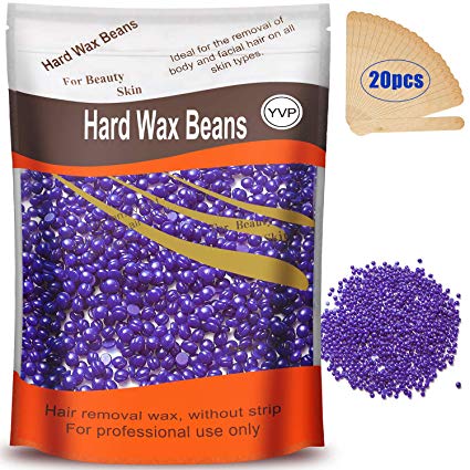 Hard Wax Beans for Painless Hair Removal, Brazilian Waxing for Face, Eyebrow, Back, Chest, Bikini Areas, Legs At Home 300g (10 Oz)/bag with 20pcs Wax Spatulas(Lavander)