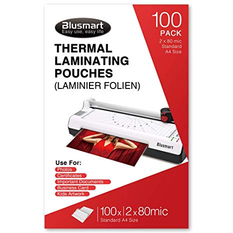 Blusmart Premium Thermal Laminating Pouches, 9” x 11.5”, Letter Size, 6Mil(3Mil x 2) / 160Mic (80Micx 2) Thick, 100-Pack