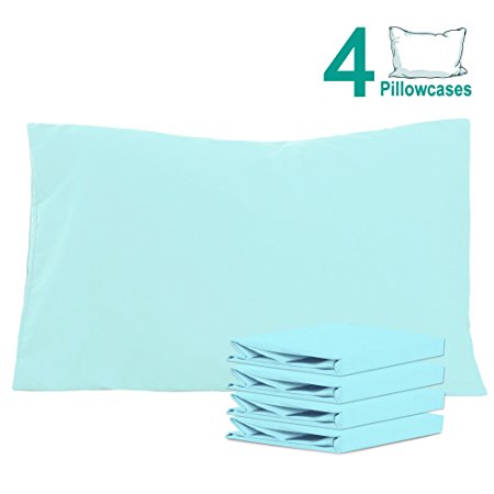 NTBAY 100% Brushed Microfiber Pillowcases Set of 4, Soft and Cozy, Wrinkle, Fade, Stain Resistant, 20"x 30", Light Blue