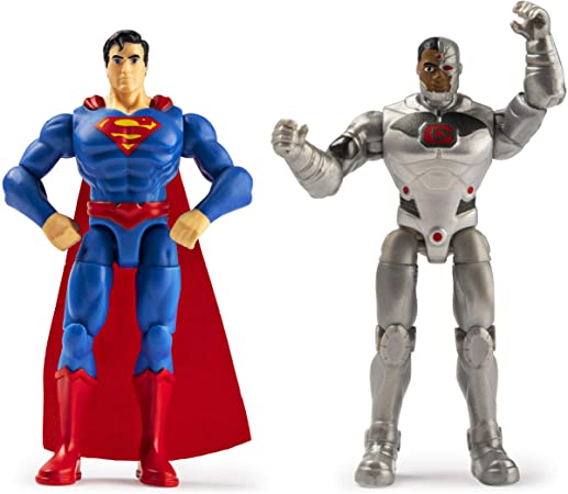 DC Comics, 4-Inch SUPERMAN and CYBORG Action Figure 2-Pack with 6 Mystery Accessories, Adventure 1