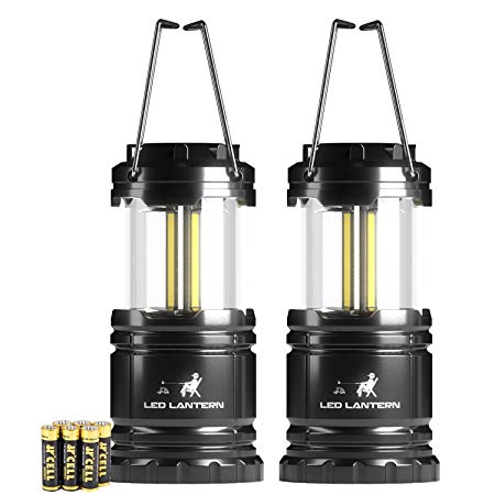 MalloMe LED Camping Lantern Flashlights 2 Pack & 4 Pack - Super Bright - 350 Lumen Portable Outdoor Lights with AA Batteries (Black, Collapsible)