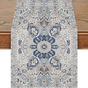 Boho Persian Turkish Table Runner Bohemian Table Runners Vintage Elegant Farmhouse Geometric Coffee Table Center Linen Decor for Home Dining Party Entrance (13x48 Inch) Boho-4