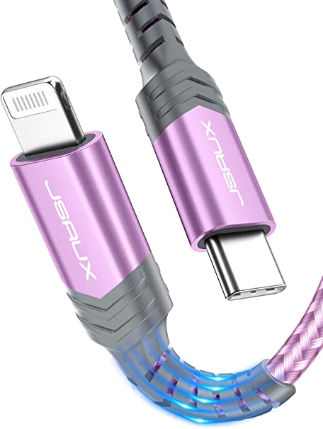 USB C to Lightning Cable 10FT, JSAUX [Apple MFi Certified] iPhone 12 Charger Cable Compatible with iPhone 12 Mini/12 Pro/11 Pro Max/X/XS/XR/8, iPad 8th 2020, AirPods Pro, Support Power Delivery-Purple