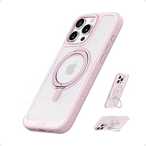 Anker Ultra Magnetic for iPhone Case with Sturdy 360° Ring Stand, Military-Grade Shockproof Kickstand Compatible with MagSafe (for iPhone 16 Pro, Pink)