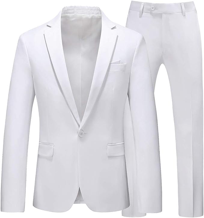 MOGU Mens Slim Fit 2 Piece Suit One Button Notch Lapel Tuxedo for Prom (Suit Jacket   Pants)