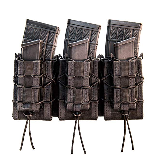 High Speed Gear MOLLE Double Decker TACO Shingle, 3 Rifle/Pistol Mag Pouches - Black