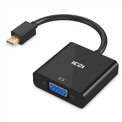 ICZI Mini Displayport to VGA , Gold Plated Mini DisplayPort（Thunderbolt Port Compatible) Male To VGA Female Adapter 1080P For Apple MacBook, Mac mini And More - Black