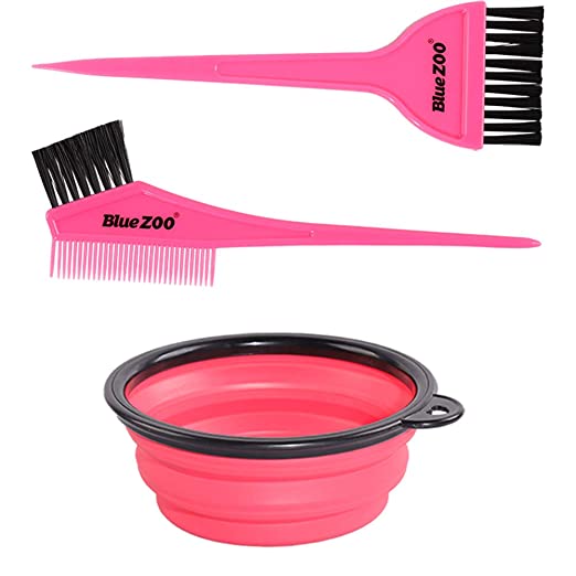 Hair Dye Coloring Kit, Includes Hair Tinting Bowl, Dye Brushes, Sharp Tail Comb, For Hair Coloring, DIY Beauty Salon Tools Set of 3
