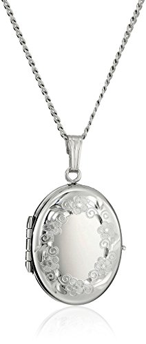 Sterling Silver Engraved Oval 4-Picture Locket