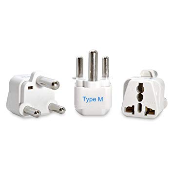 Ceptics Grounded Universal Plug Adapter for South Africa, Type M, 3 Pack