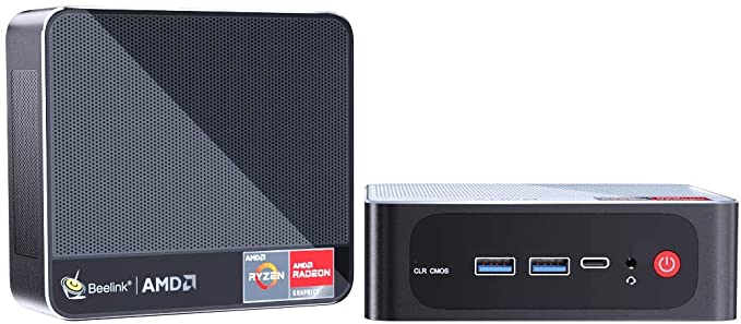 Beelink SER Mini PC Win10 Pro, AMD Ryzen 7 3750H, DDR4 16GB RAM 500GB NVMe SSD, Radeon Vega 10 Graphics, Support Win11, WiFi, Dual HDMI, Type-C 4K@60Hz Output, Gigabit Ethernet Mini Desktop Computer