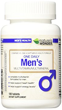 Nature's Wonder One Daily Men's Multivitamin, 100 Count, Compare vs. One A Day® Men's Health Formula