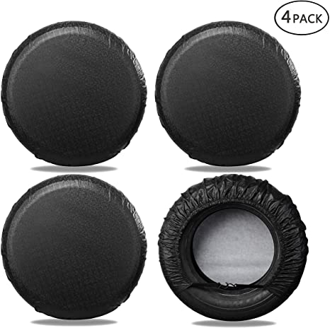 Moonet Tire Covers for RV Wheel (4 Pack Black), Oxford Waterproof UV Sun Protectors for Motorhome Boat Trailer Camper Van SUV,D56cm x H28cm for Diameter 19"-22"