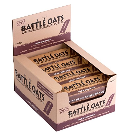 Battle Oats Gluten Free Protein Bars 12 x 70g bars. Dark Choc Chip flavour